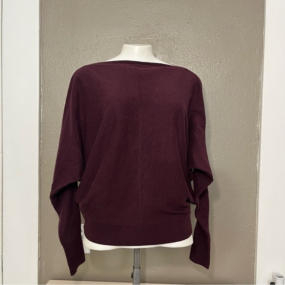 AllSaints Burgundy Dolman Sleeve Sweater Women’s Size M 3/4 Sleeve - Picture 10 of 10